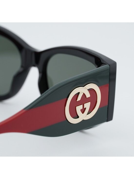 Gucci GG2115S 001 Sunglasses Black Cat Eye Frame, Grey Lenses main image 6